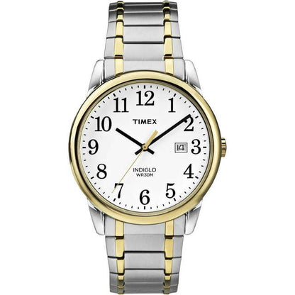 Timex Men's Easy Reader Date Two-Tone/White 38mm Casual Watch, Tapered Expansion Band