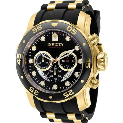 Invicta Pro Diver Men 48mm Stainless Steel Gold Black Dial Chronograph Quartz Watch 37228