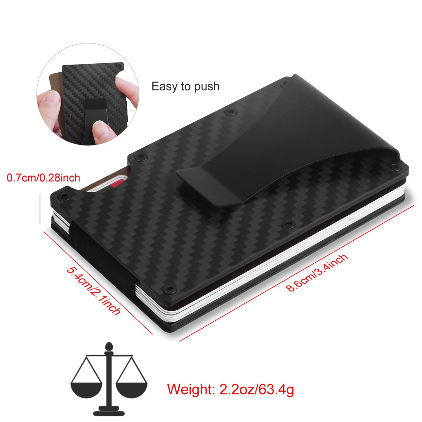 Credit Card Holder Wallet Cash Clip Carbon Fiber for Men Father'S Day Gift