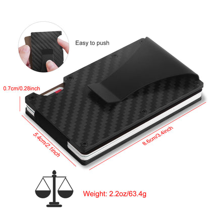 Credit Card Holder Wallet Cash Clip Carbon Fiber for Men Father'S Day Gift